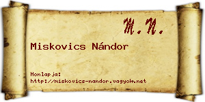 Miskovics Nándor névjegykártya