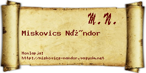 Miskovics Nándor névjegykártya